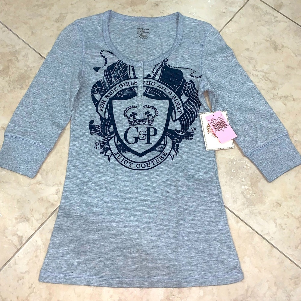 NWT Juicy Couture: Heather Cozy PJ Top, Size P